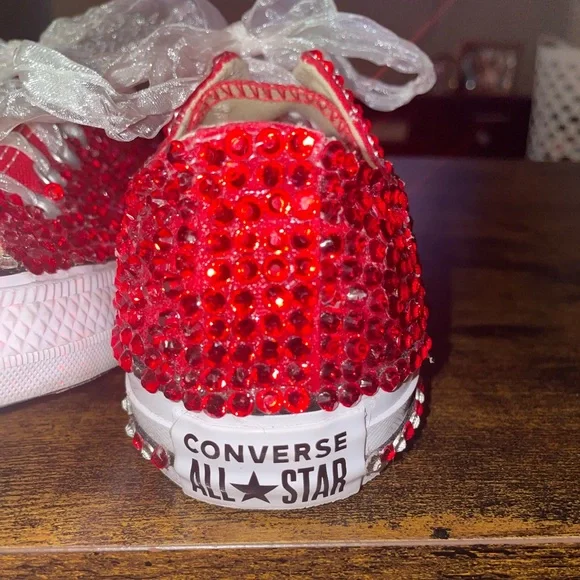 custom made red blinged-out converse - Picture 5 of 9